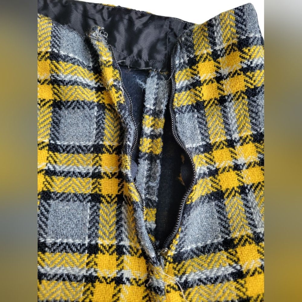 1960s Vintage Handmade Plaid Vest & Mini Skirt Set XS Mod Punk Two Piece - Picture 4 of 16